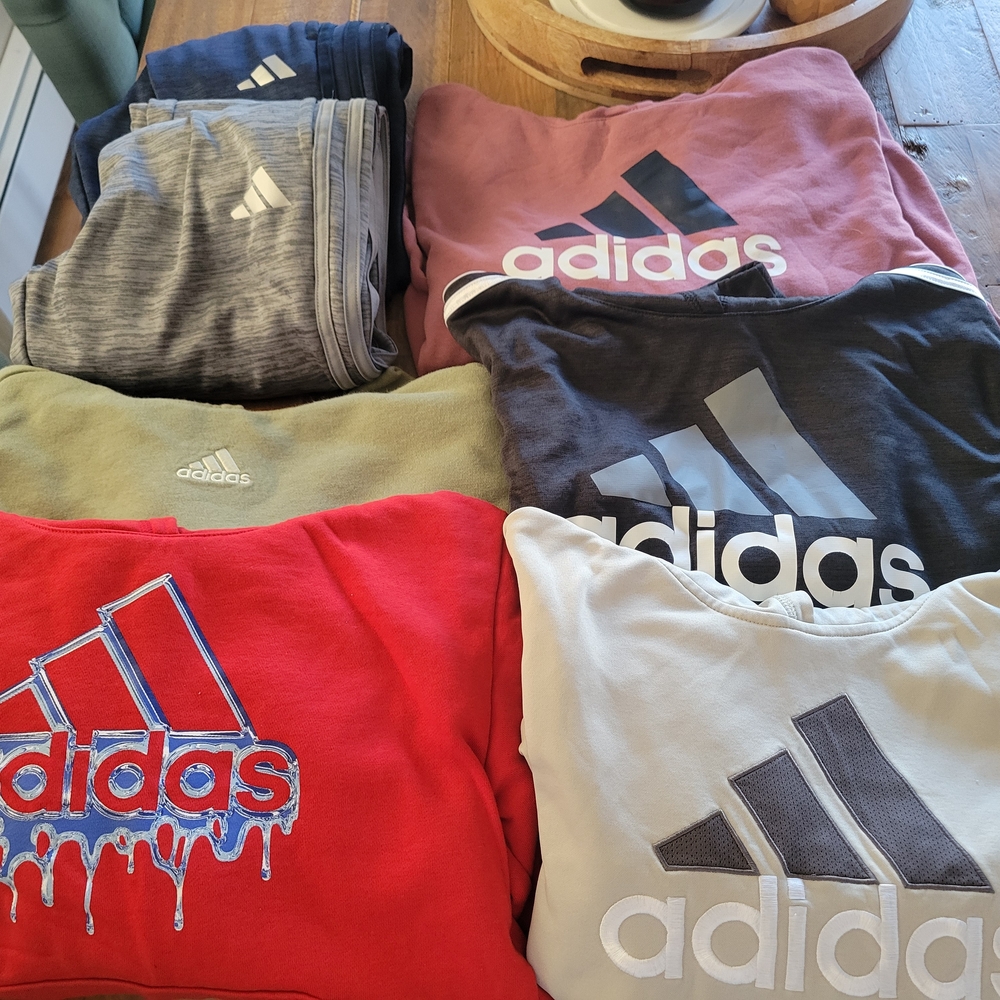 Adidas (Boys) Hoodies - Red, Gray, Olive, Pink, Black & Joggers - Blue & Gray